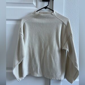 Madewell Neutral Cream Ribbed Mock Neck Sweater